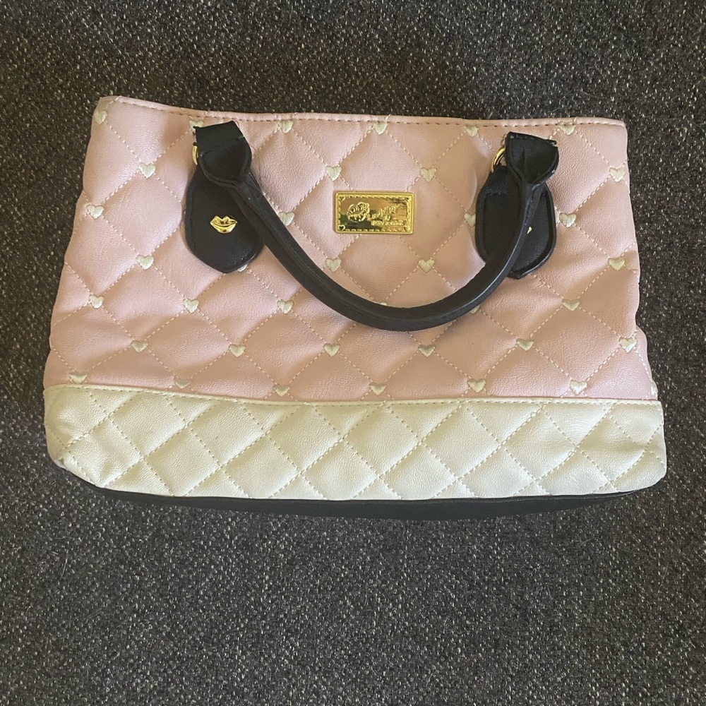 Betsey Johnson Pink and White Quilted Tote